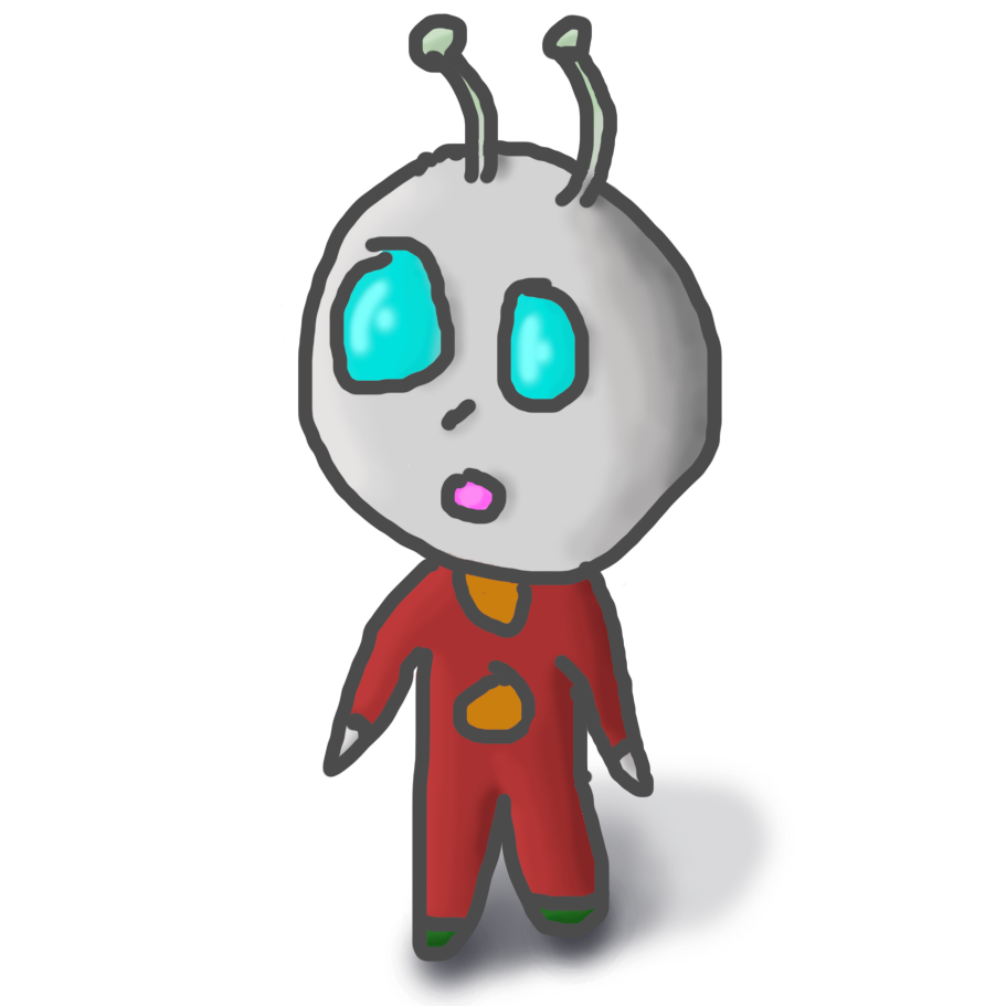 A genderless alien drawn by Pyrrhic Silva (Jake) used to represent their online brand.