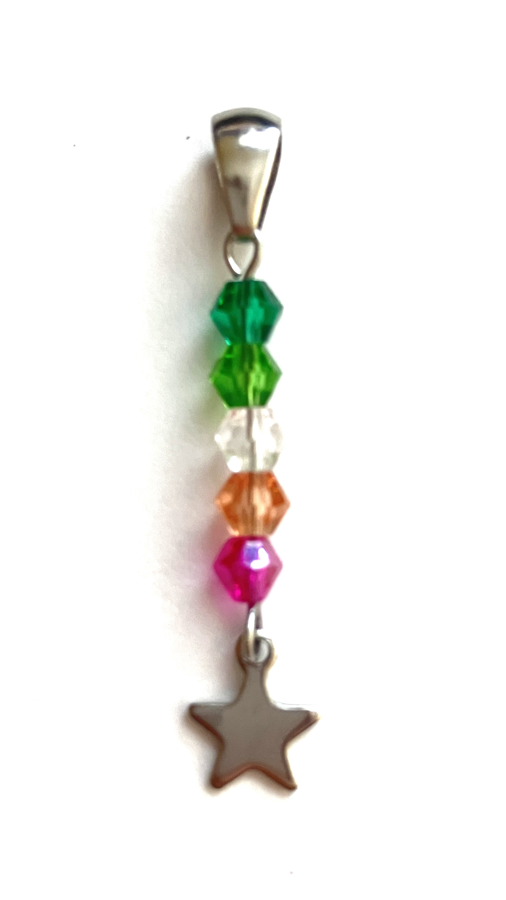 4mm bicone bead necklace charm of the abrosexual pride flag.