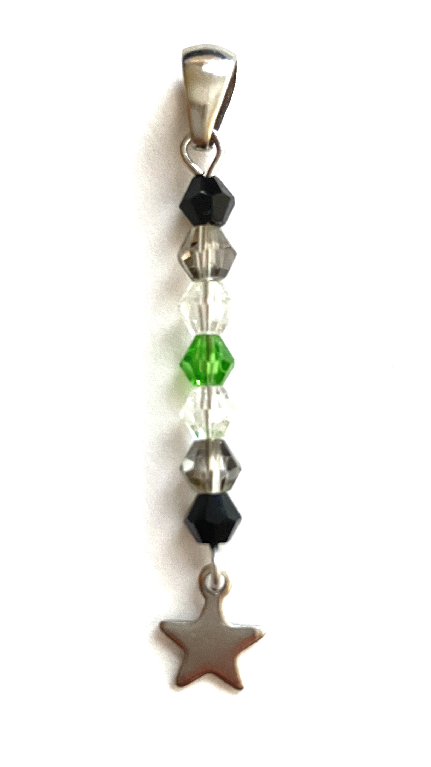 4mm bicone bead necklace charm of the agender pride flag.