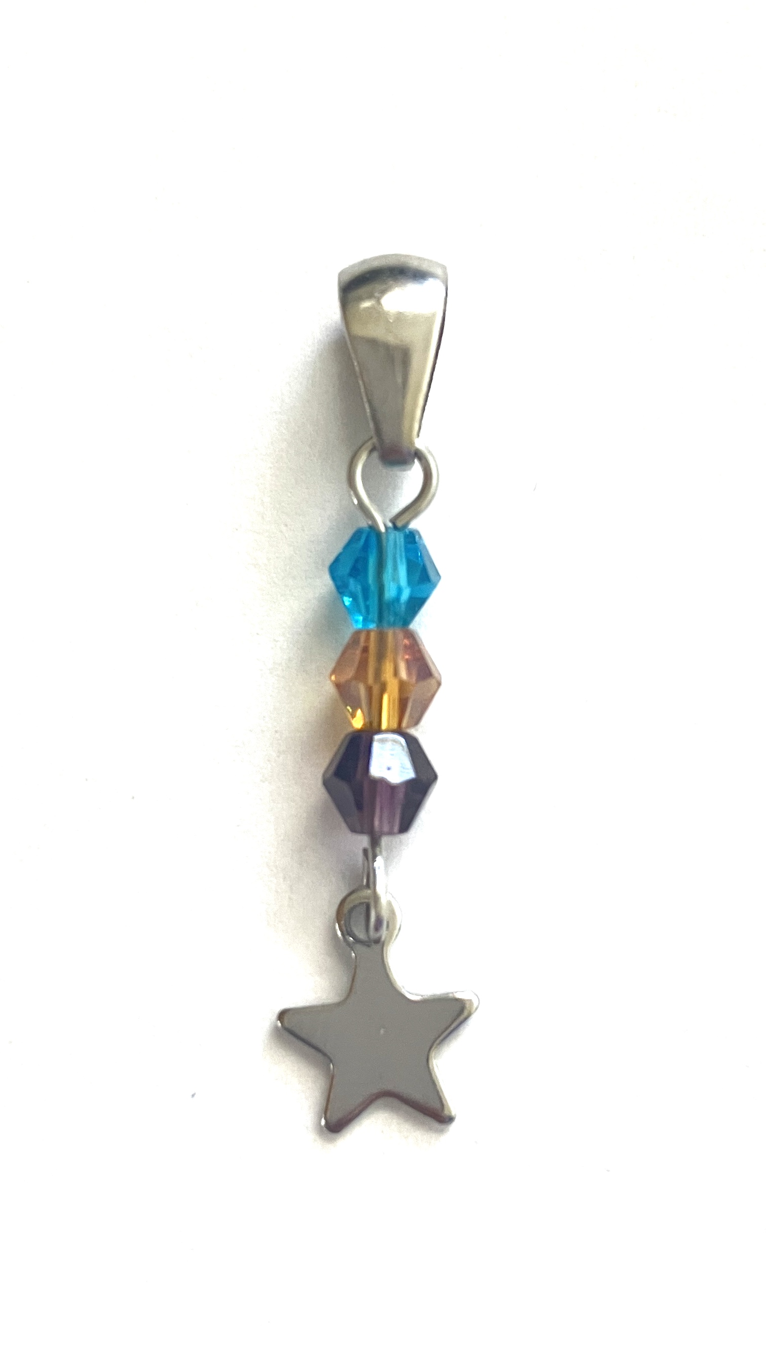 4mm bicone bead necklace charm of the androsexual pride flag.