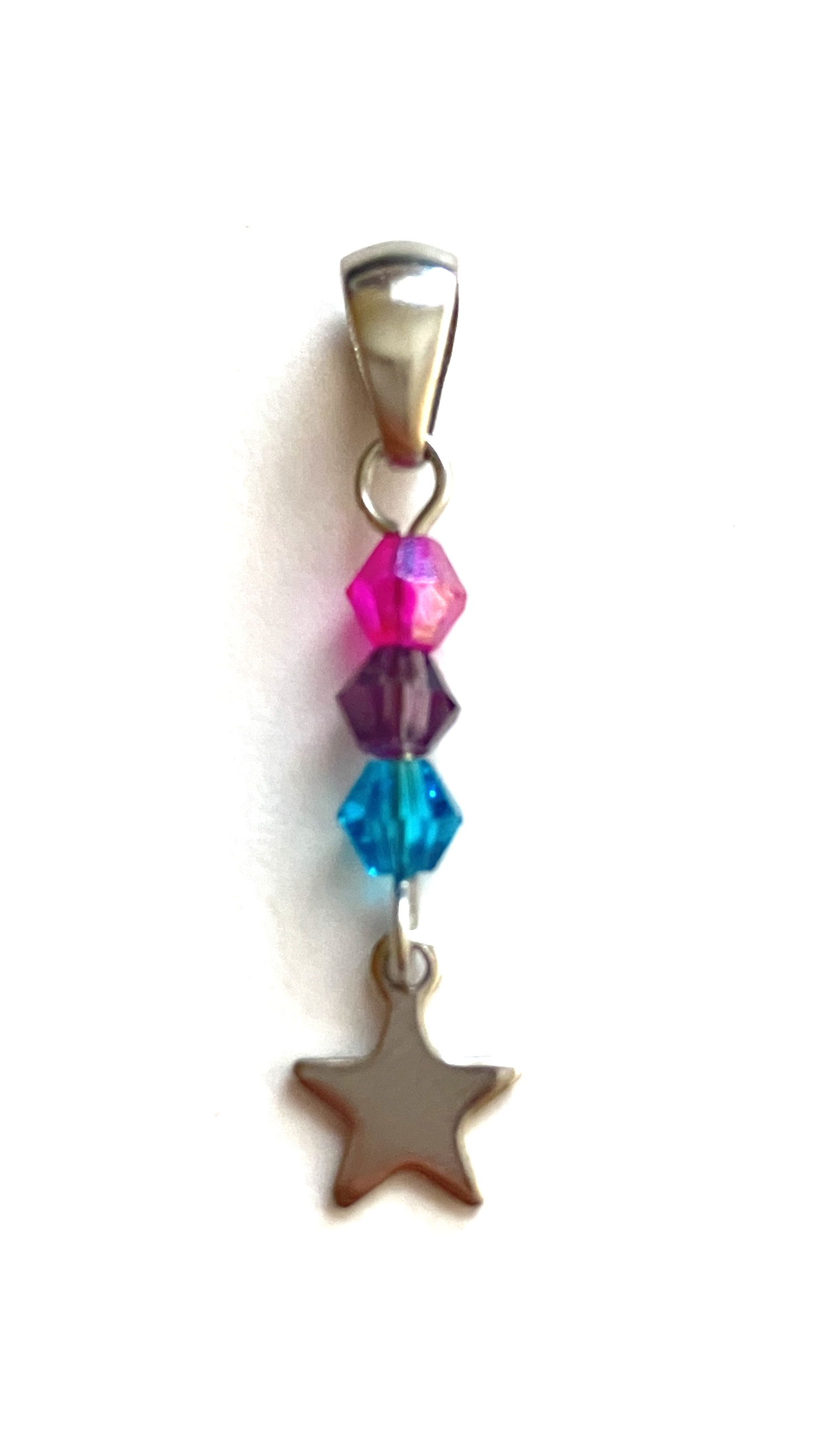 4mm bicone bead necklace charm of the androgyne pride flag.