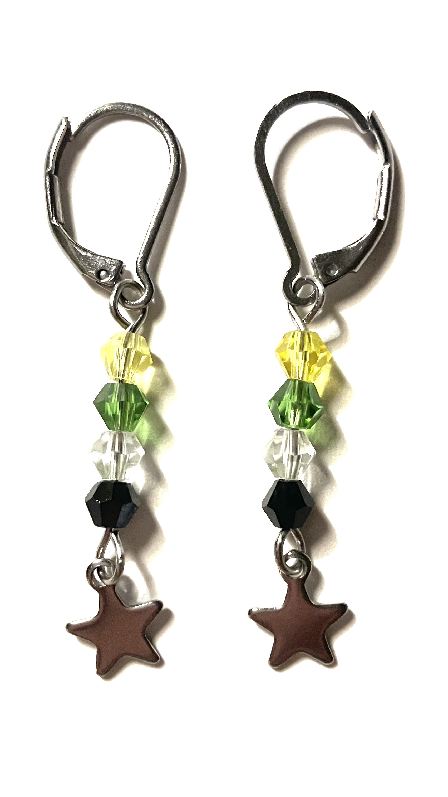 4mm bicone earrings of the ceterosexual pride flag.
