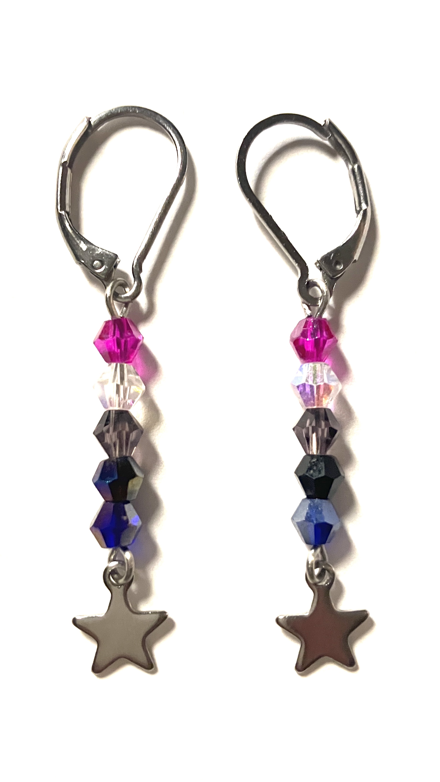 4mm bicone earrings of the genderfluid pride flag.