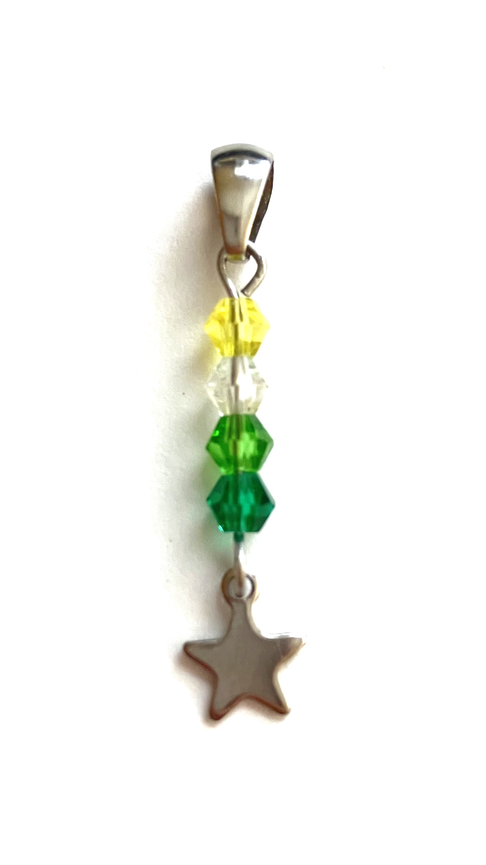 4mm bicone bead necklace charm of the gender neutral pride flag.