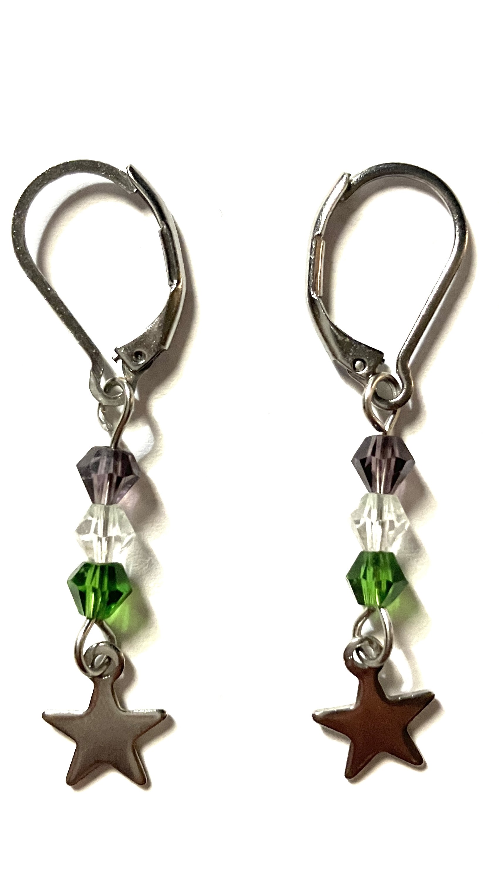 4mm bicone earrings of the genderqueer pride flag.