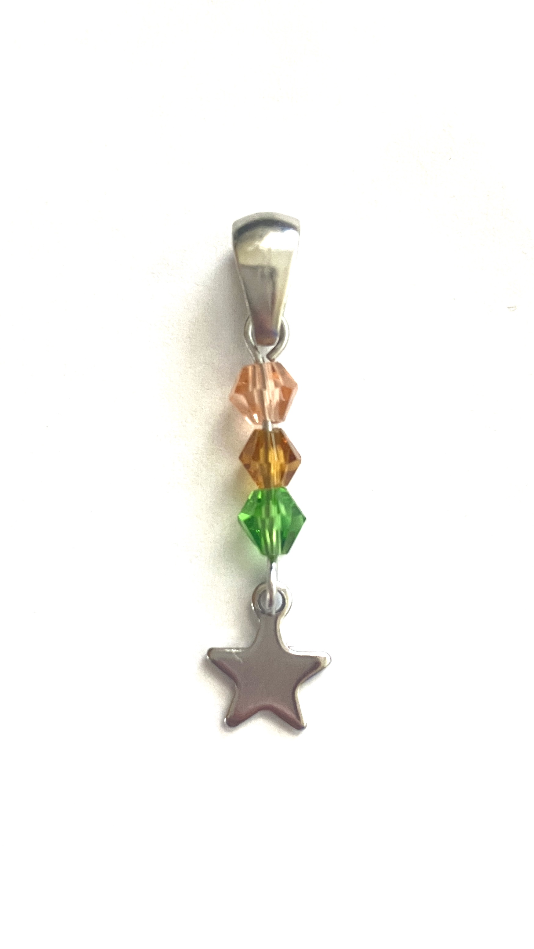 4mm bicone bead necklace charm of the gynesexual pride flag.