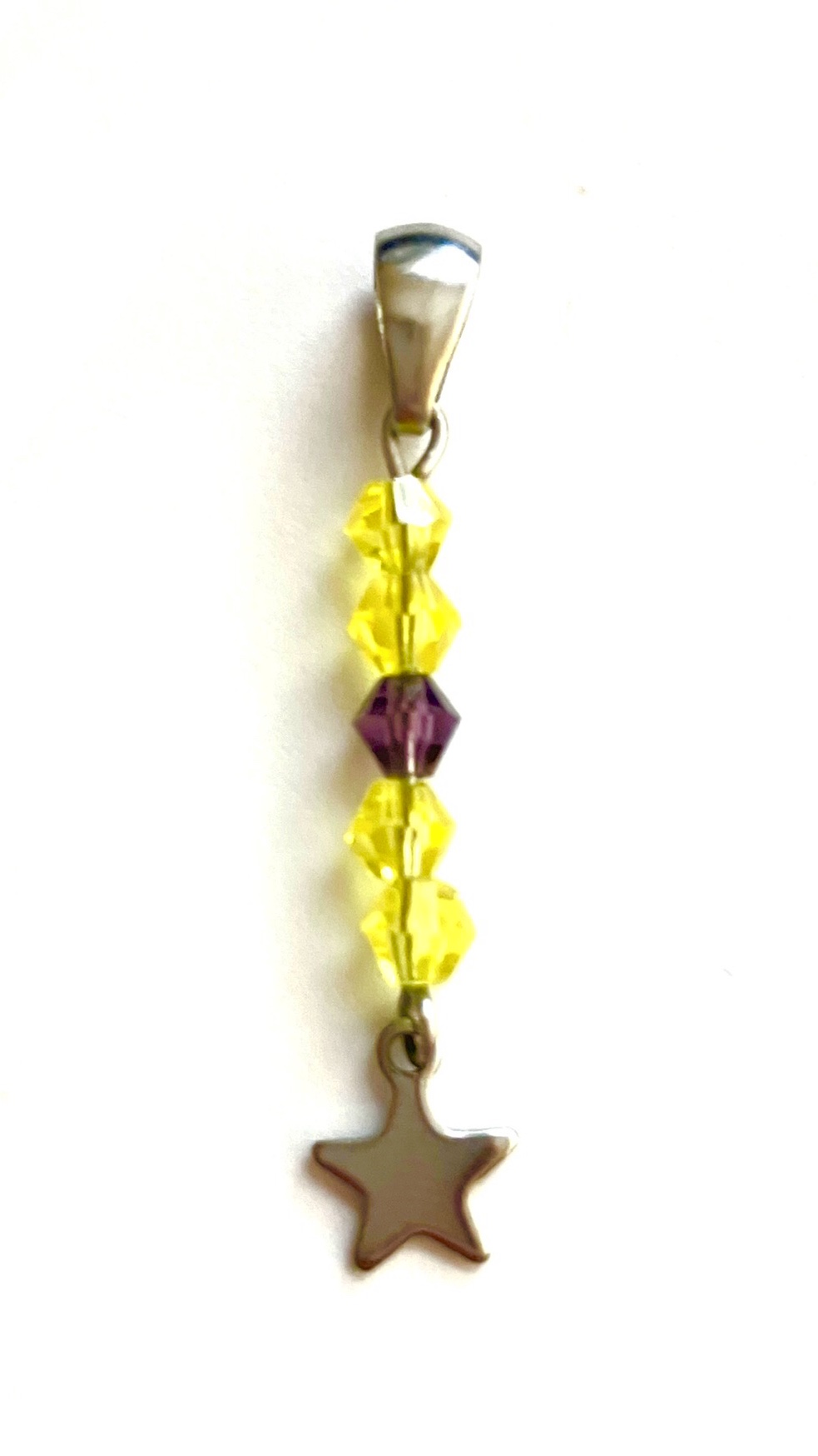 4mm bicone earrings of the intersex pride flag.