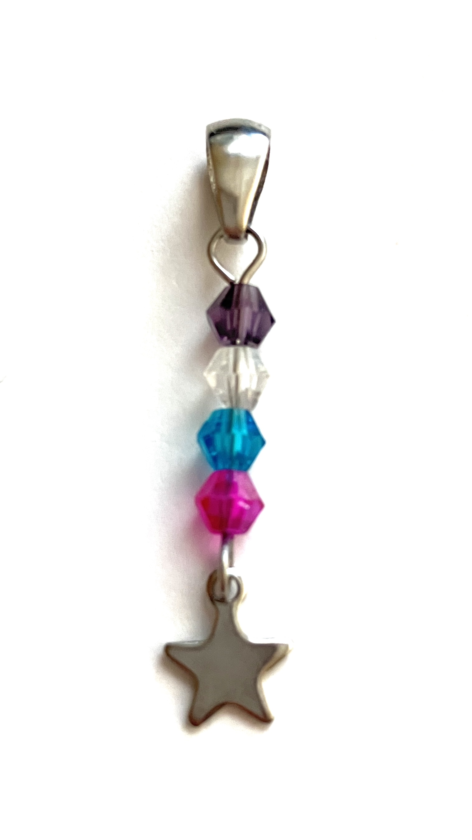 4mm bicone bead necklace charm of the multisexual pride flag.