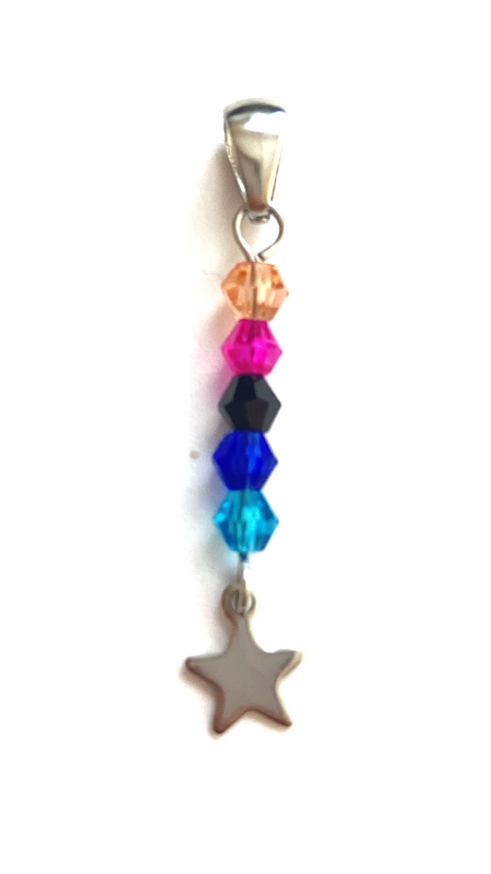 4mm bicone bead necklace charm of the omnisexual pride flag.