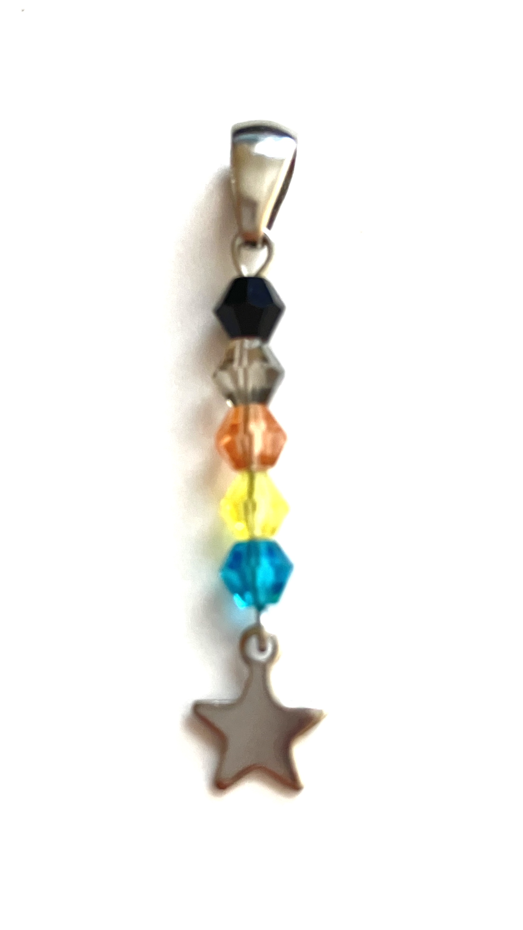 4mm bicone bead necklace charm of the polygender pride flag.