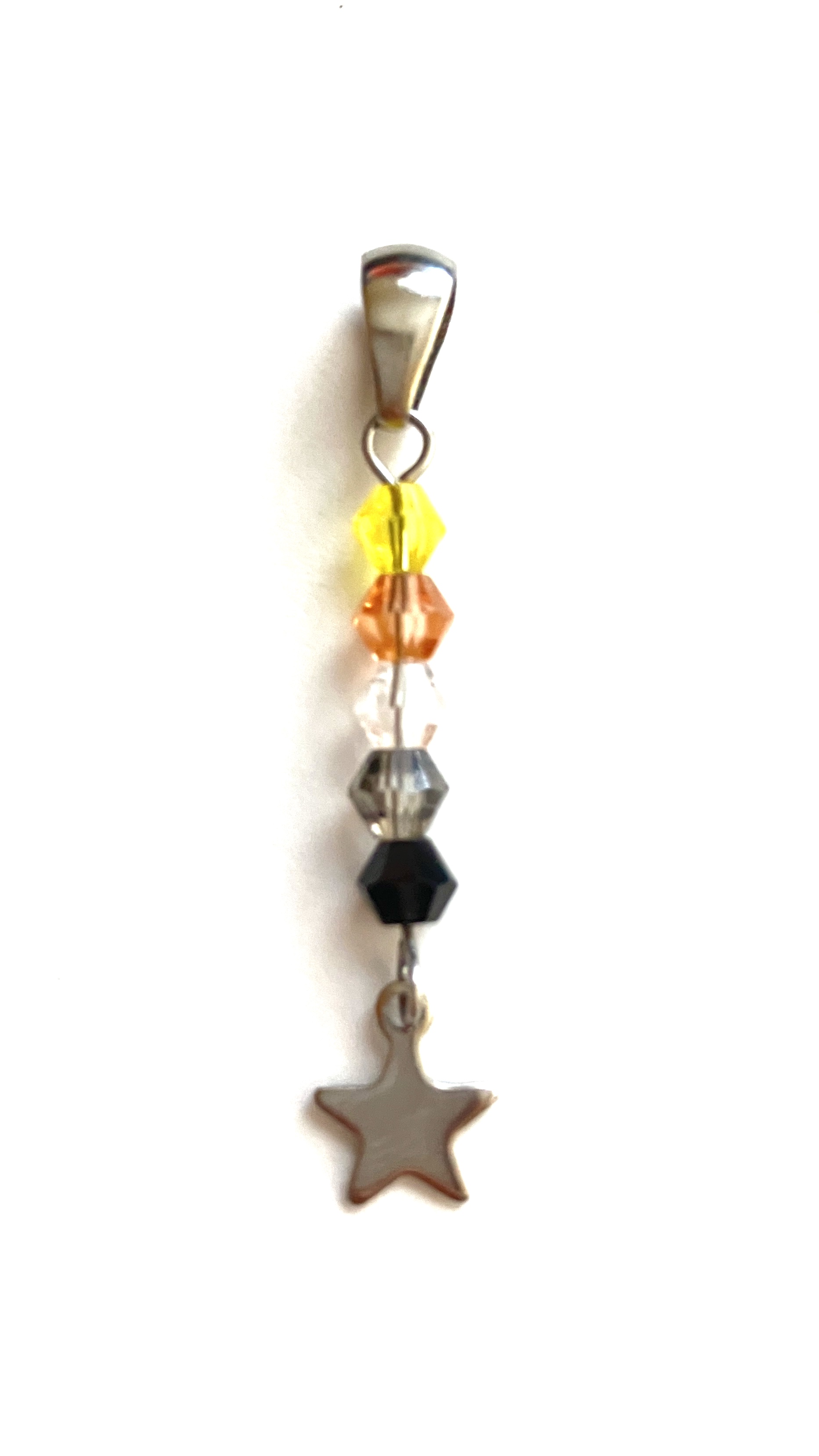 4mm bicone bead necklace charm of the queer-platonic replationship pride flag.