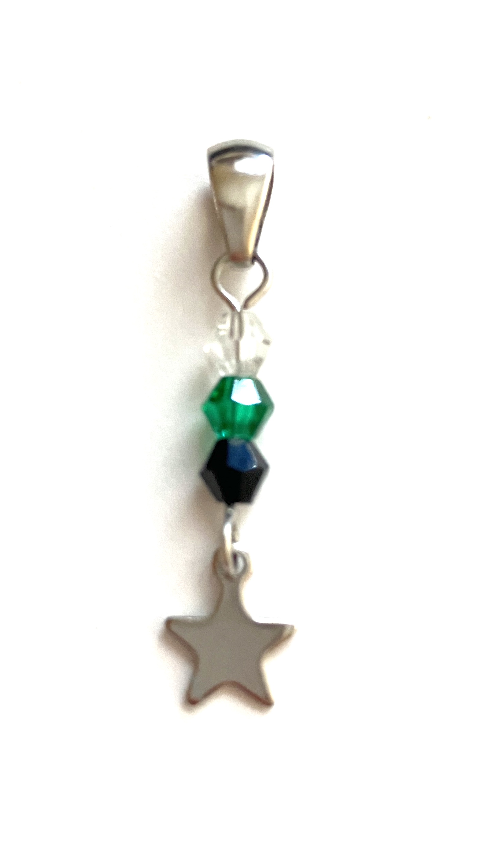 4mm bicone bead necklace charm of the neutrois pride flag.